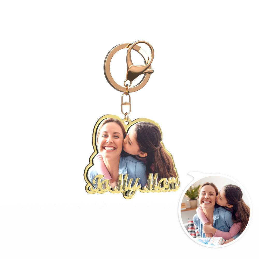 Portachiavi in oro con foto personalizzata Squisito portachiavi personalizzato per la festa della mamma regalo per le mamme -