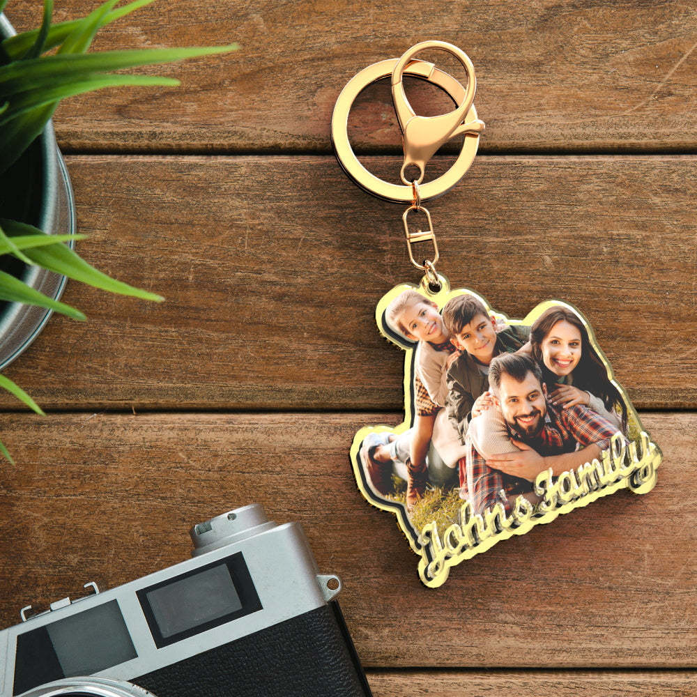 Portachiavi in ​​oro con foto personalizzata Regalo squisito portachiavi personalizzato per la famiglia per la famiglia -