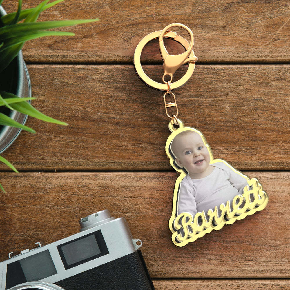 Portachiavi in ​​oro con foto personalizzata Portachiavi personalizzati per bambini squisiti per il bambino -