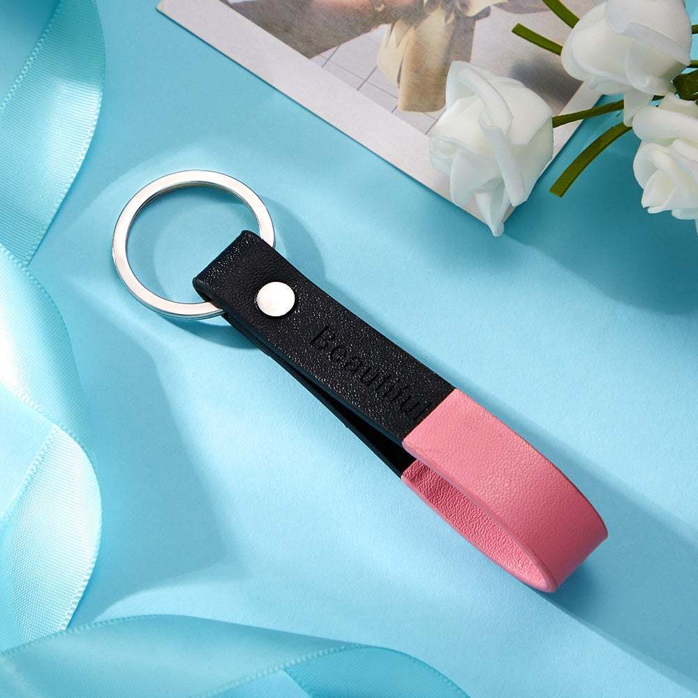 Portachiavi Con Incisione Personalizzata Portachiavi In pelle Multicolore Regalo Di Anniversario Per Lei - soufeelit