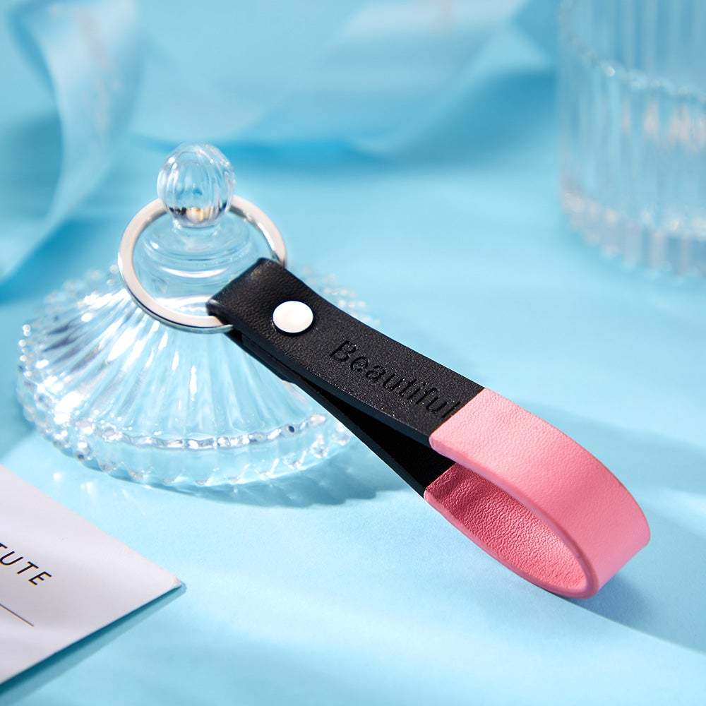 Portachiavi Con Incisione Personalizzata Portachiavi In pelle Multicolore Regalo Di Anniversario Per Lei - soufeelit