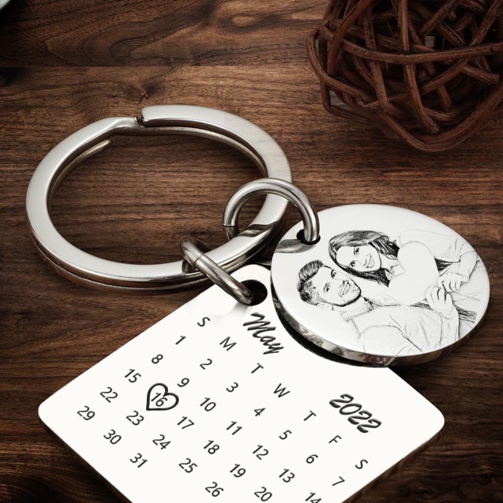 Portachiavi Con Calendario Fotografico Personalizzato Portachiavi Con Data Anniversario Per L'amante - soufeelit