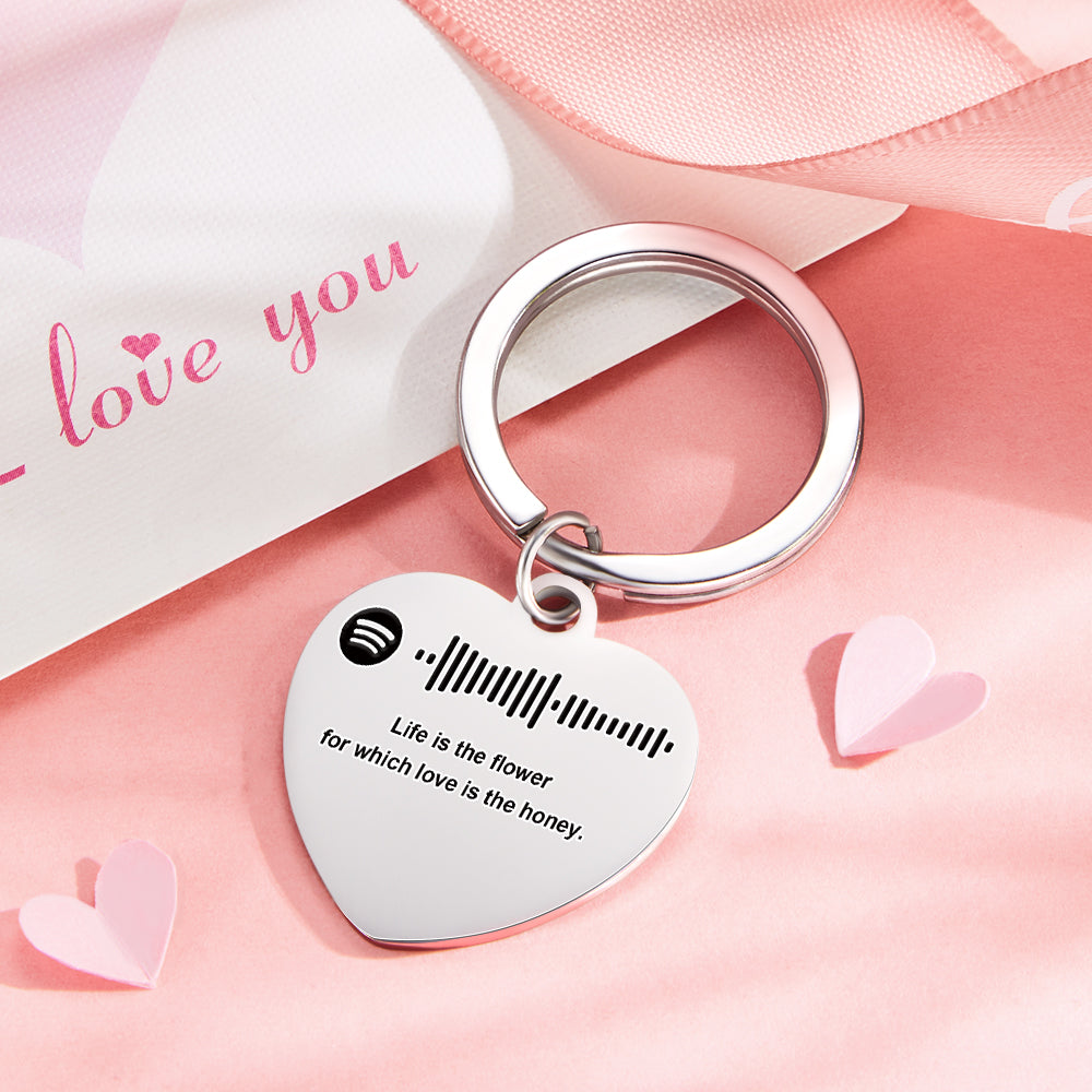 Codice Musicale Scansionabile Portachiavi Con Incisione Personalizzata Portachiavi Con Brani Musicali Personalizzati A Forma Di Cuore Regali Di San Valentino - soufeelit