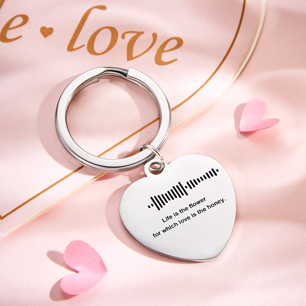 Customizable Scan Music Lettering Keychain Personalized Heart Keychain Valentine's Day Gift - soufeelit