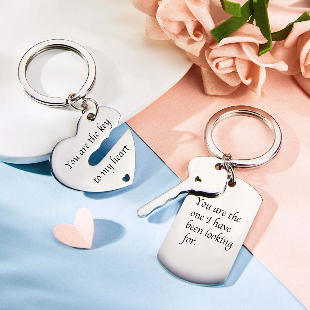 Portachiavi Con Coppia Con Incisione Personalizzata Set Chiave Per I Regali Di San Valentino Del Mio Cuore - soufeelit