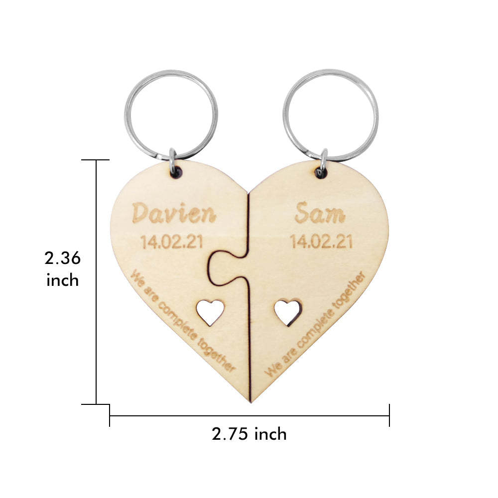 Set Portachiavi Puzzle Personalizzato Con Incisione Jigsaw A Forma Di Cuore Portachiavi Regalo Per Gli Amanti - soufeelit
