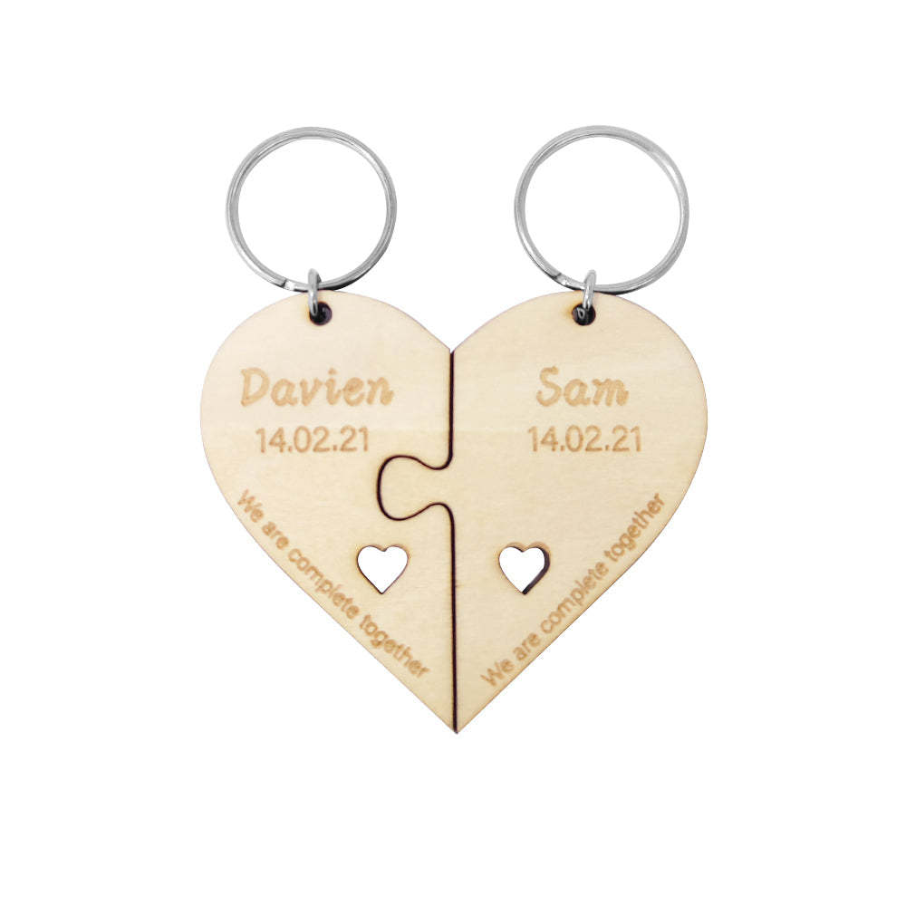 Set Portachiavi Puzzle Personalizzato Con Incisione Jigsaw A Forma Di Cuore Portachiavi Regalo Per Gli Amanti - soufeelit