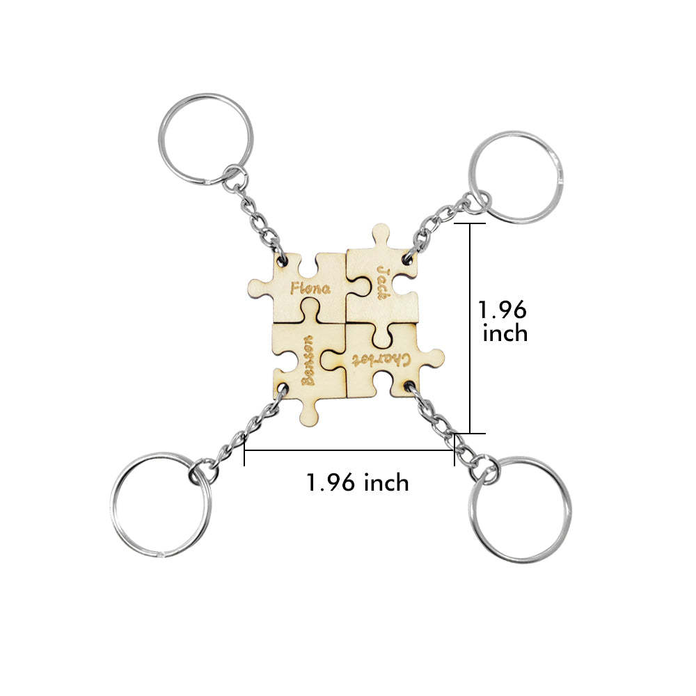 Set Portachiavi Puzzle Personalizzato Inciso 4 Pezzi Portachiavi Puzzle Portachiavi In ​​legno - soufeelit