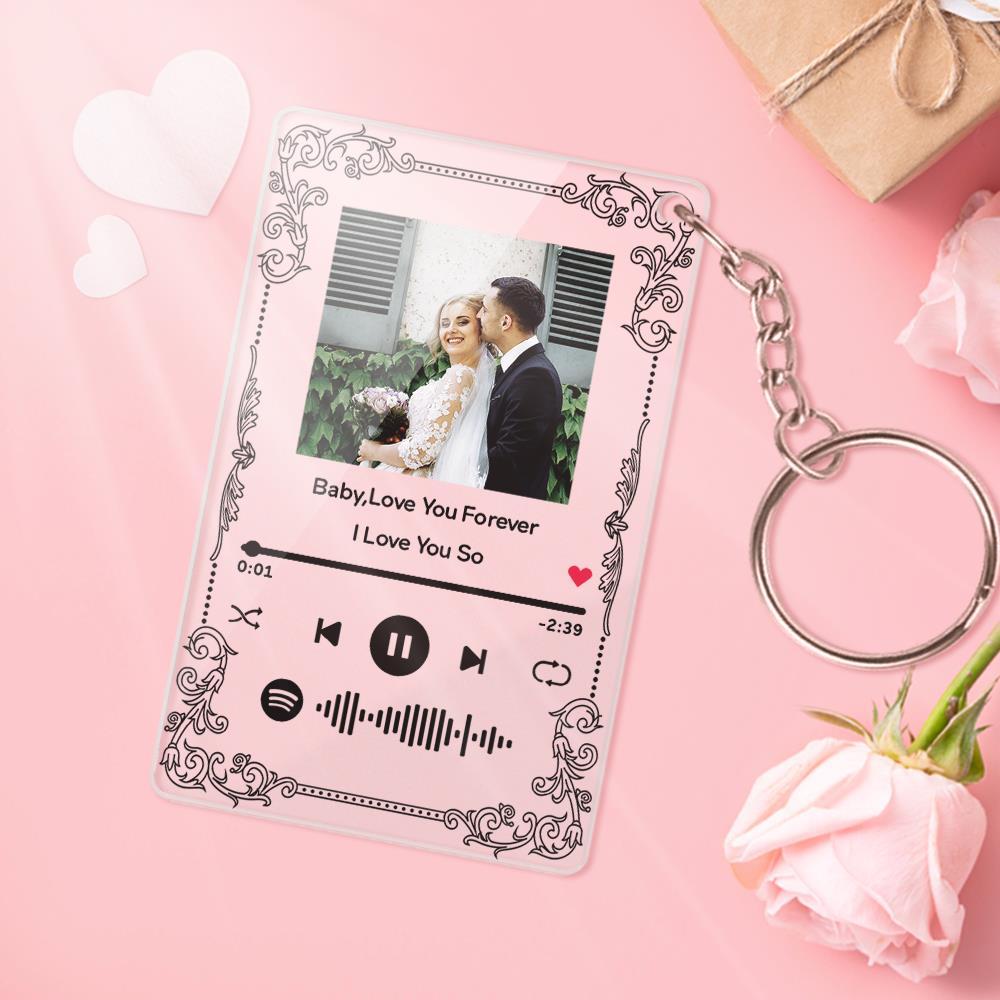 Regalo Personalizzato Per Foto Di Coppia Con Portachiavi Con Codice Spotify In Acrilico - soufeelit