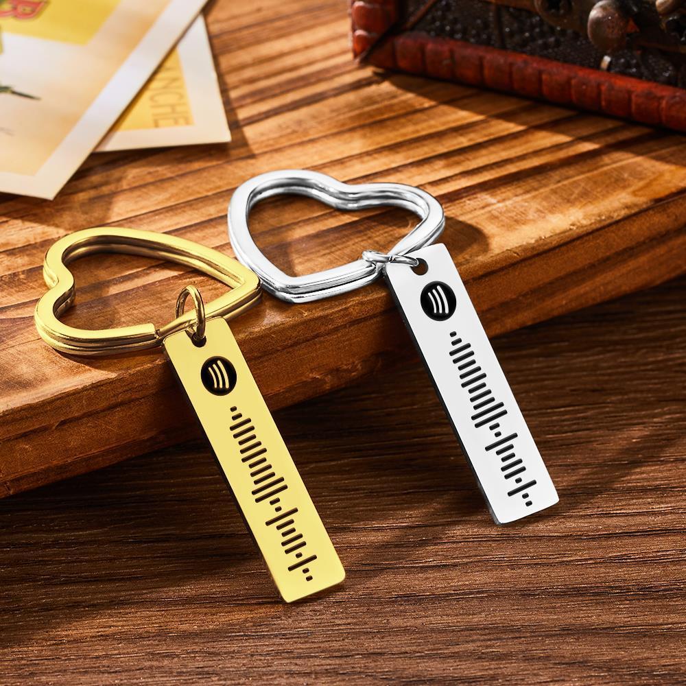 Custom Spotify Code Keychain Metal Keychain with Heart-shaped Keyring