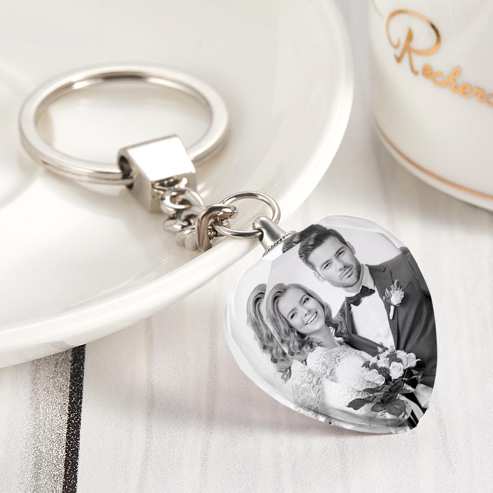 Portachiavi Con Foto Personalizzata Portachiavi In ​​cristallo Filtro Bianco E Nero Regalo Perfetto Per San Valentino - soufeelit