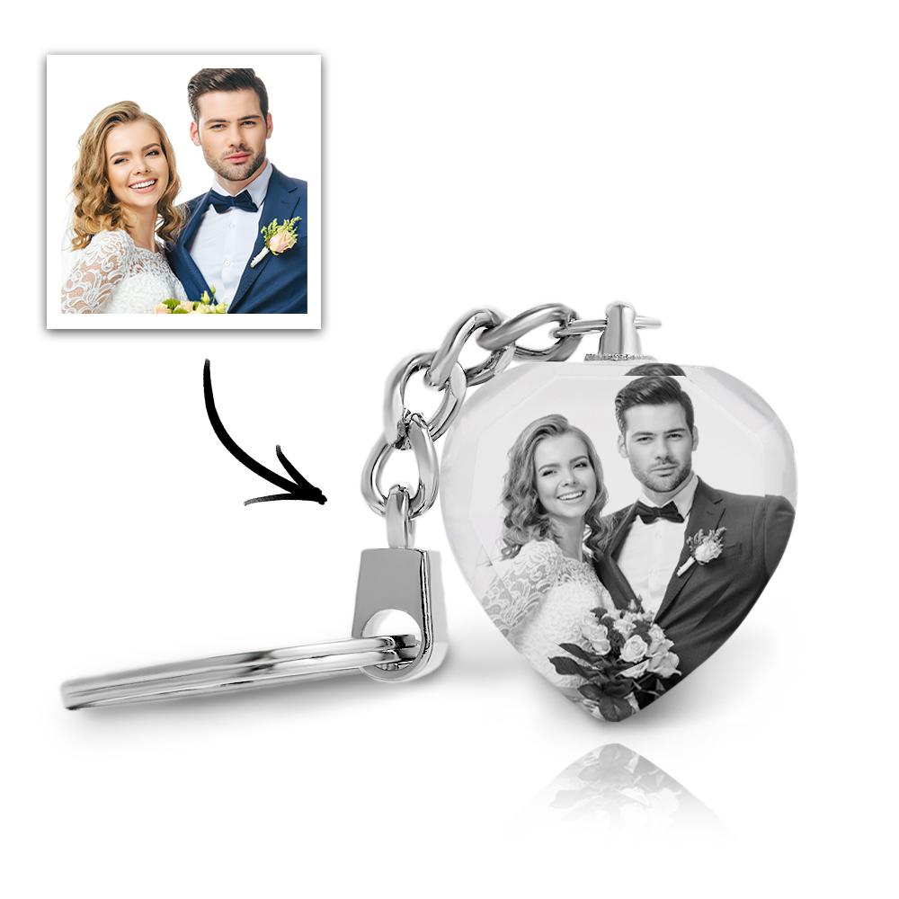 Portachiavi Con Foto Personalizzata Portachiavi In ​​cristallo Filtro Bianco E Nero Regalo Perfetto Per San Valentino - soufeelit