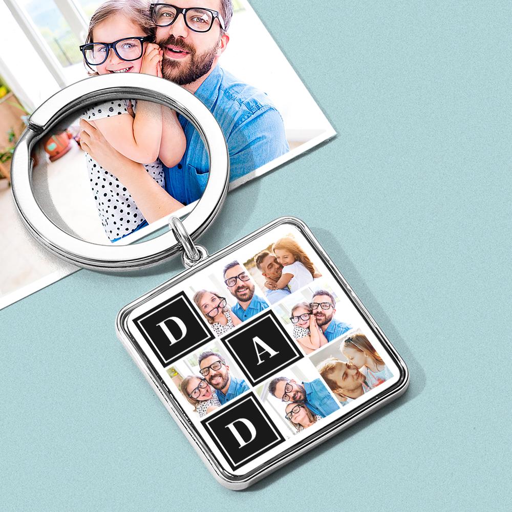 Portachiavi Quadrato Personalizzato Pass Immagine Regalo Per La Festa Del Papà - soufeelit