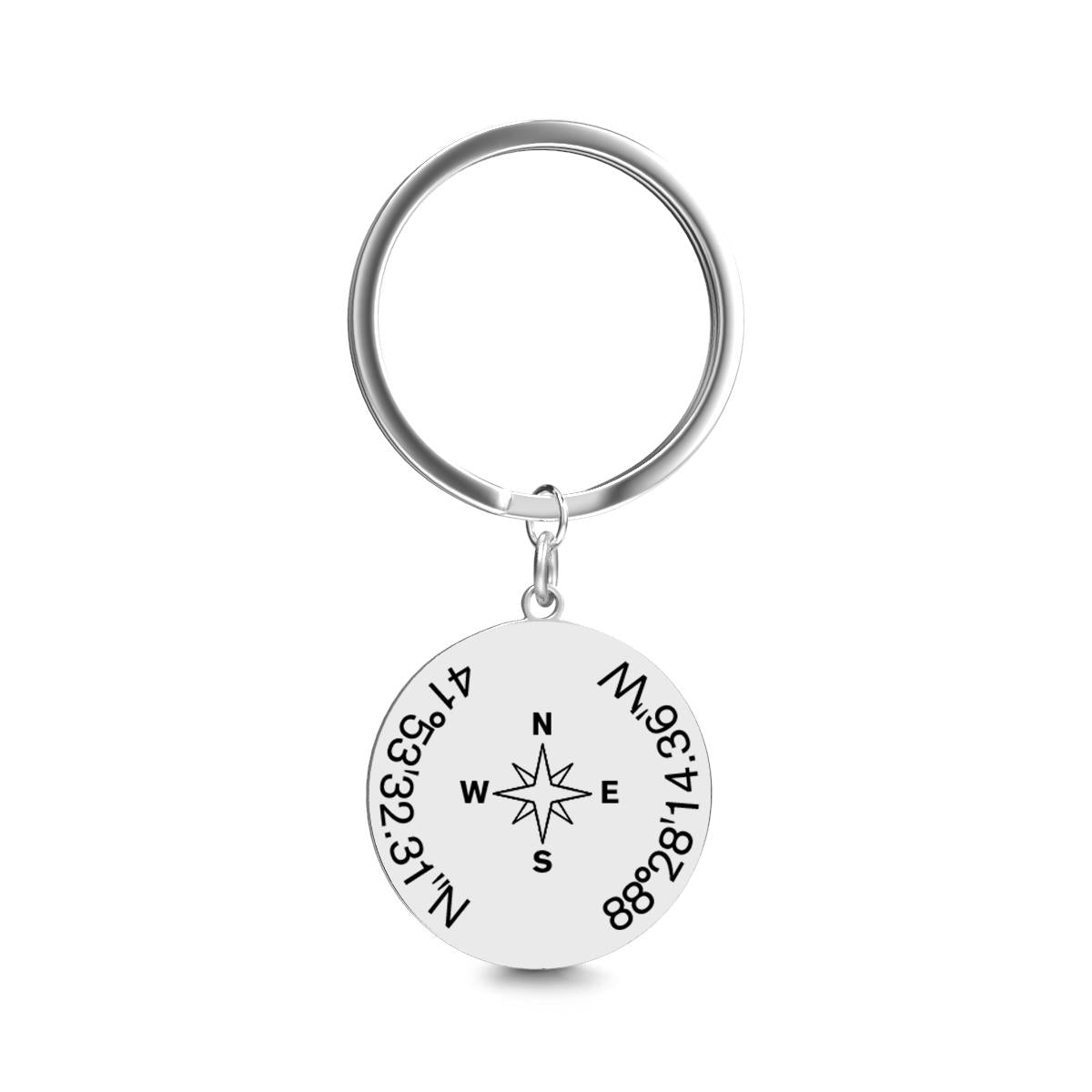 Portachiavi Con Coordinate Personalizzate Con Bussola - Portachiavi Personalizzato Con Latitudine E Longitudine - soufeelit