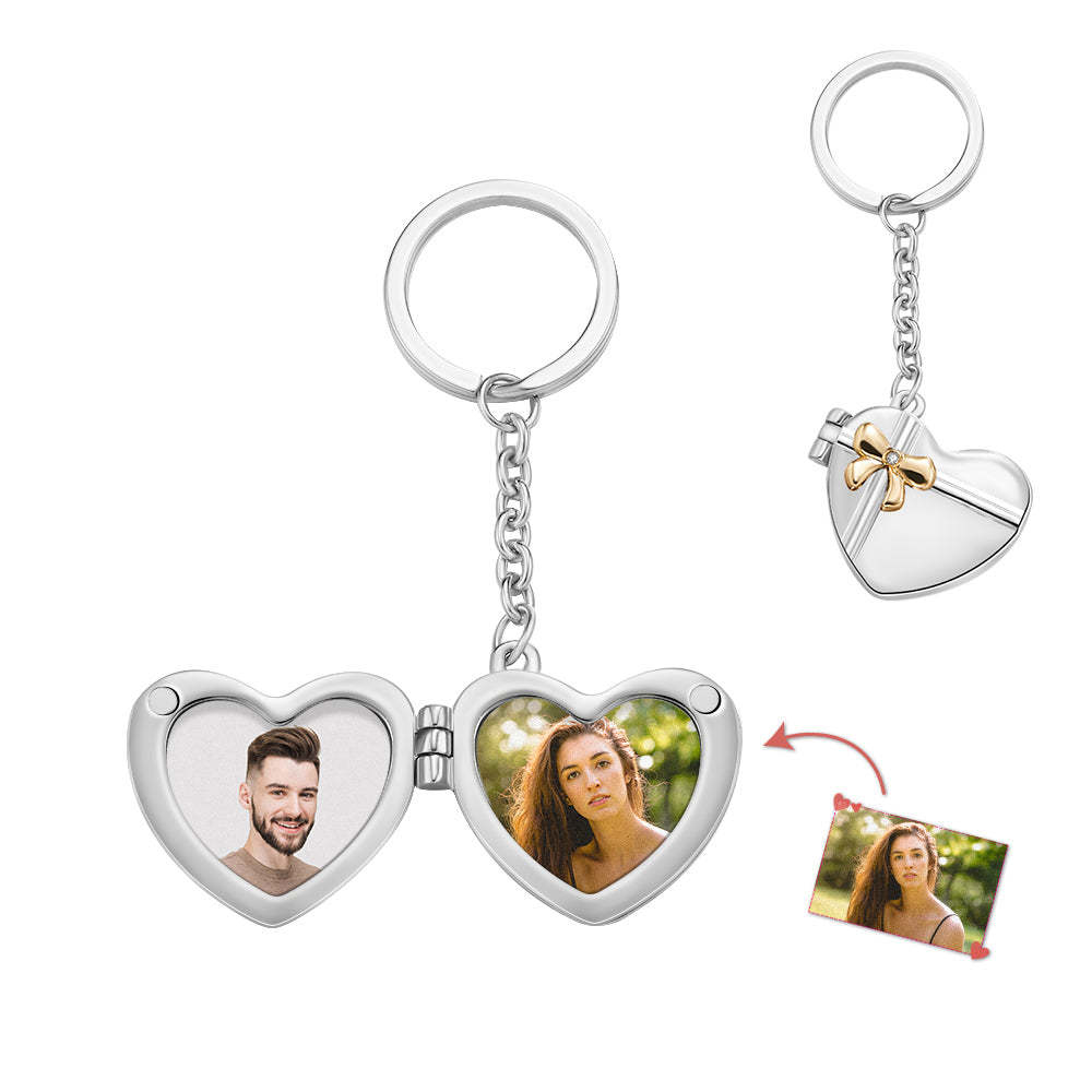 Portachiavi Con Foto Personalizzata Doppia Cornice Per Foto Portachiavi A Forma Di Cuore Regalo Commemorativo - soufeelit