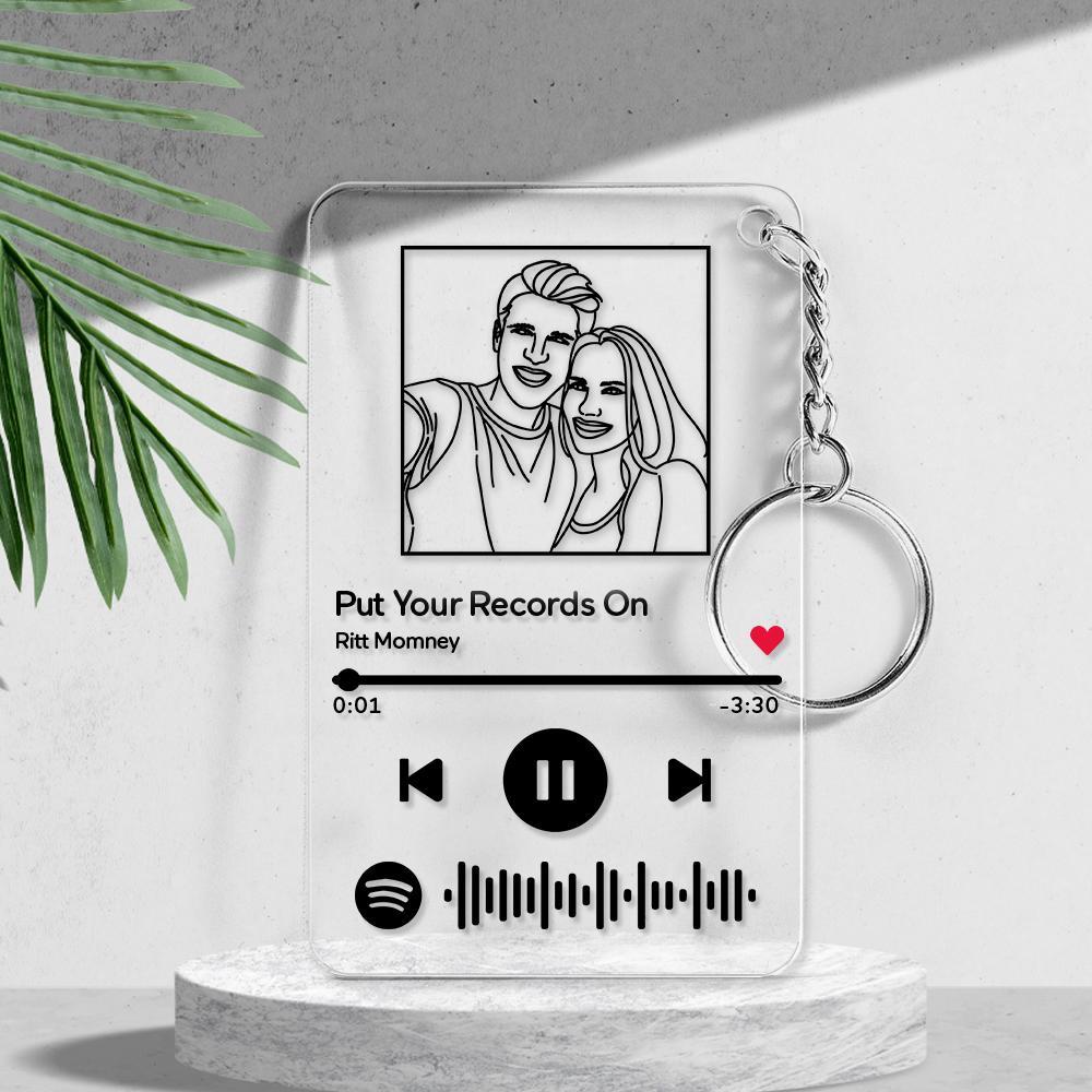 Portachiavi Con Targhe Musicali Con Codice Spotify Personalizzato, Acrilico Personalizzato Inciso, Portachiavi Con Canzone - soufeelit