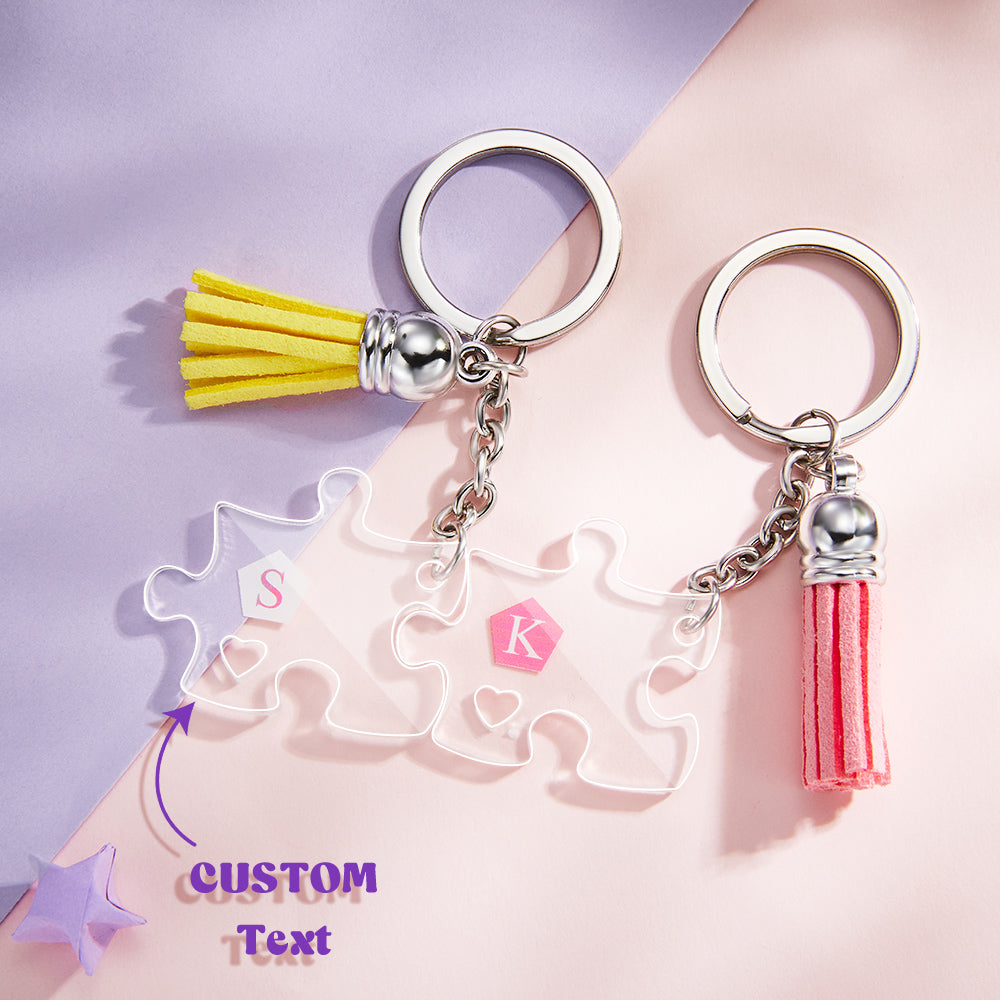 Portachiavi Con Incisione Personalizzata Jigsaw Puzzle Coppia Portachiavi Regalo Per L'amante - soufeelit
