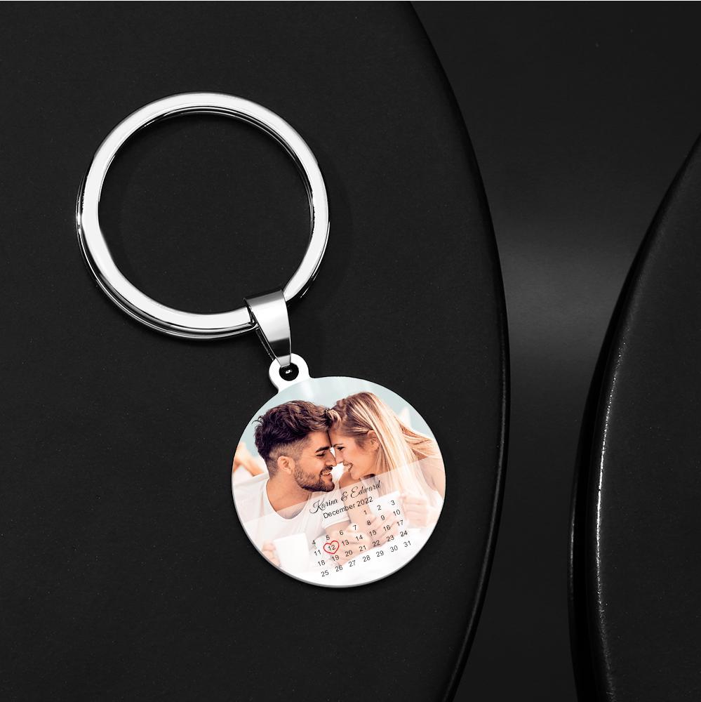 Regali Commemorativi Personalizzati Per Portachiavi Con Foto Con Tag Calendario Rotondo Per Coppia - soufeelit