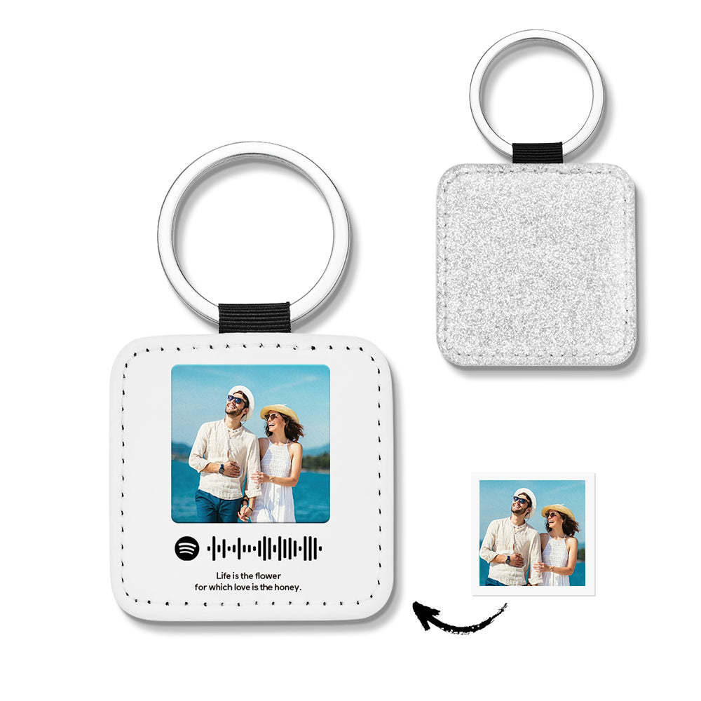 Portachiavi Personalizzati Codice Spotify Scansionabile Paillettes In Pelle Regali - soufeelit