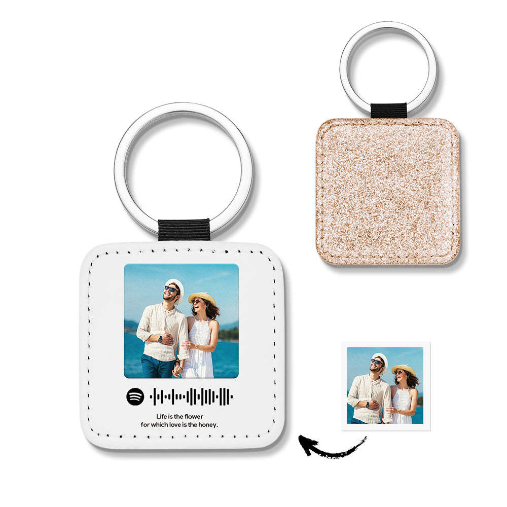 Portachiavi Personalizzati Codice Spotify Scansionabile Paillettes In Pelle Regali - soufeelit