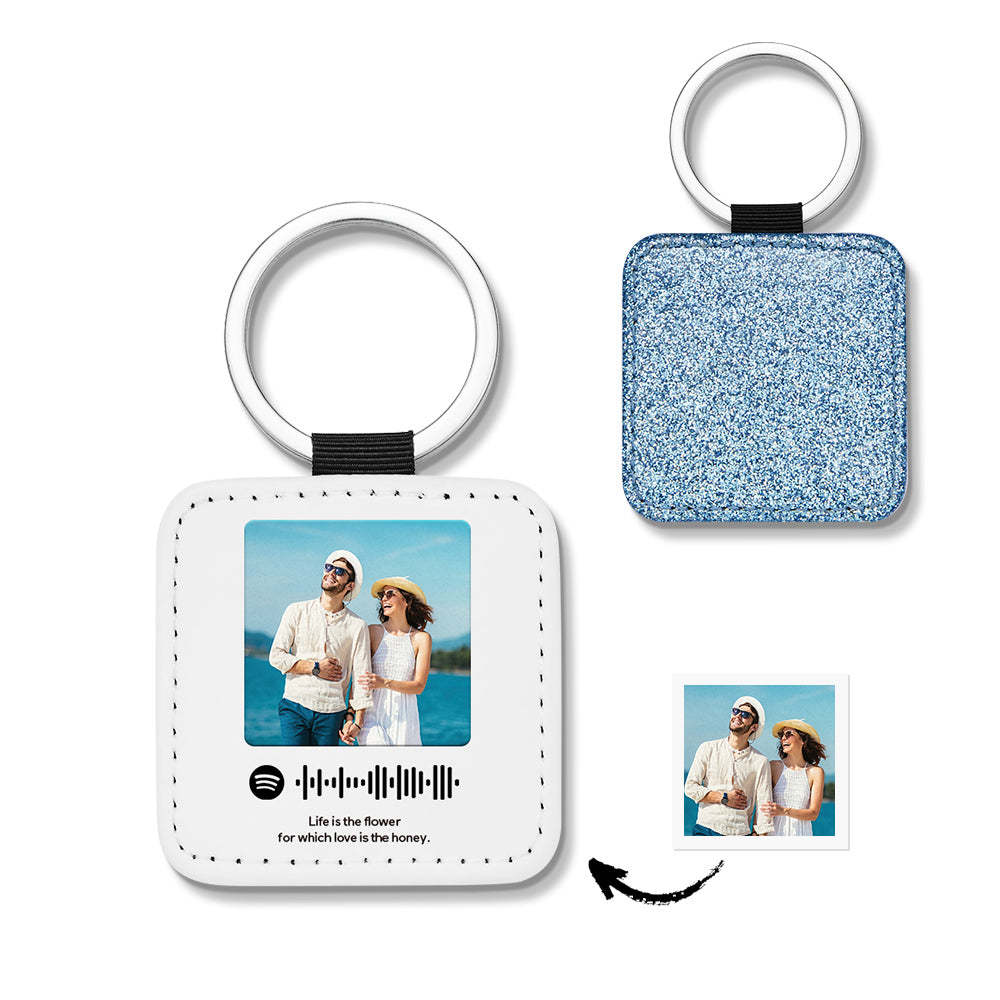 Portachiavi Personalizzati Codice Spotify Scansionabile Paillettes In Pelle Regali - soufeelit