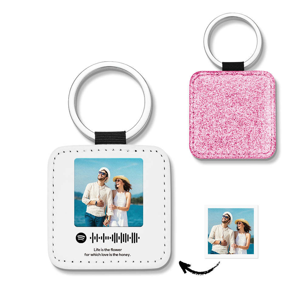 Portachiavi Personalizzati Codice Spotify Scansionabile Paillettes In Pelle Regali - soufeelit