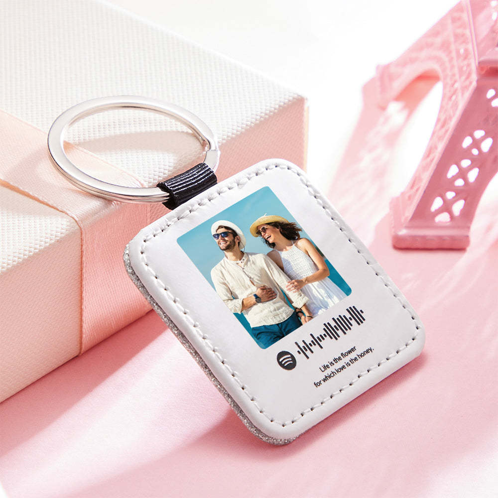 Portachiavi Personalizzati Codice Spotify Scansionabile Paillettes In Pelle Regali - soufeelit