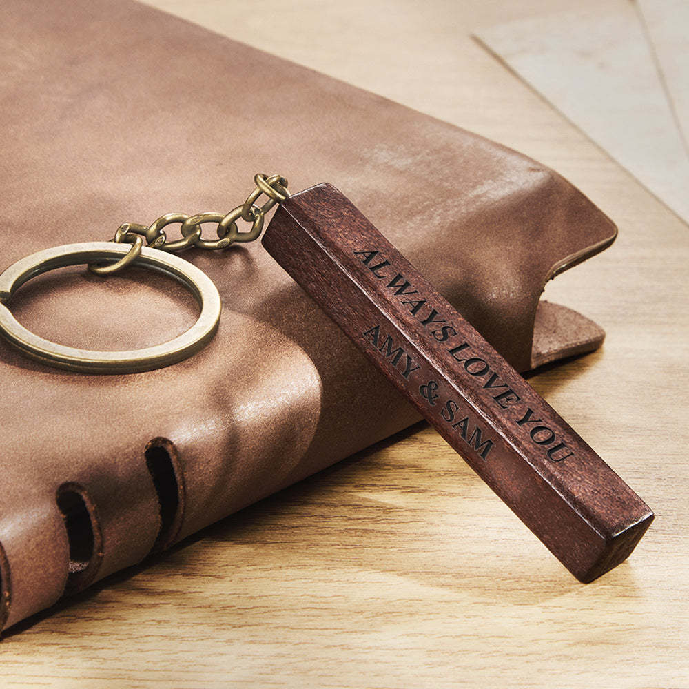 Portachiavi Con Incisione Personalizzata Regalo Di Anniversario Personalizzato Con Portachiavi In legno Inciso Su 3 Lati - soufeelit