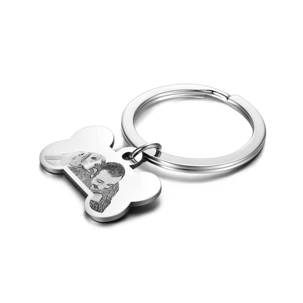Portachiavi Con Foto Personalizzata Portachiavi Con Stampa A Forma Di Osso Regalo Per Amante Degli Animali Domestici - soufeelit