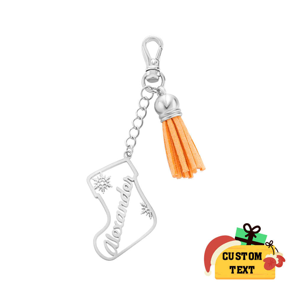 Portachiavi Con Nappa Con Nome Personalizzato Ornamento Calza Personalizzato Regali Per Il Giorno Di Natale - soufeelit