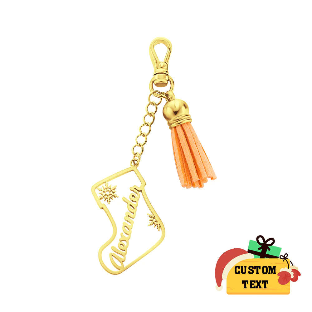 Portachiavi Con Nappa Con Nome Personalizzato Ornamento Calza Personalizzato Regali Per Il Giorno Di Natale - soufeelit