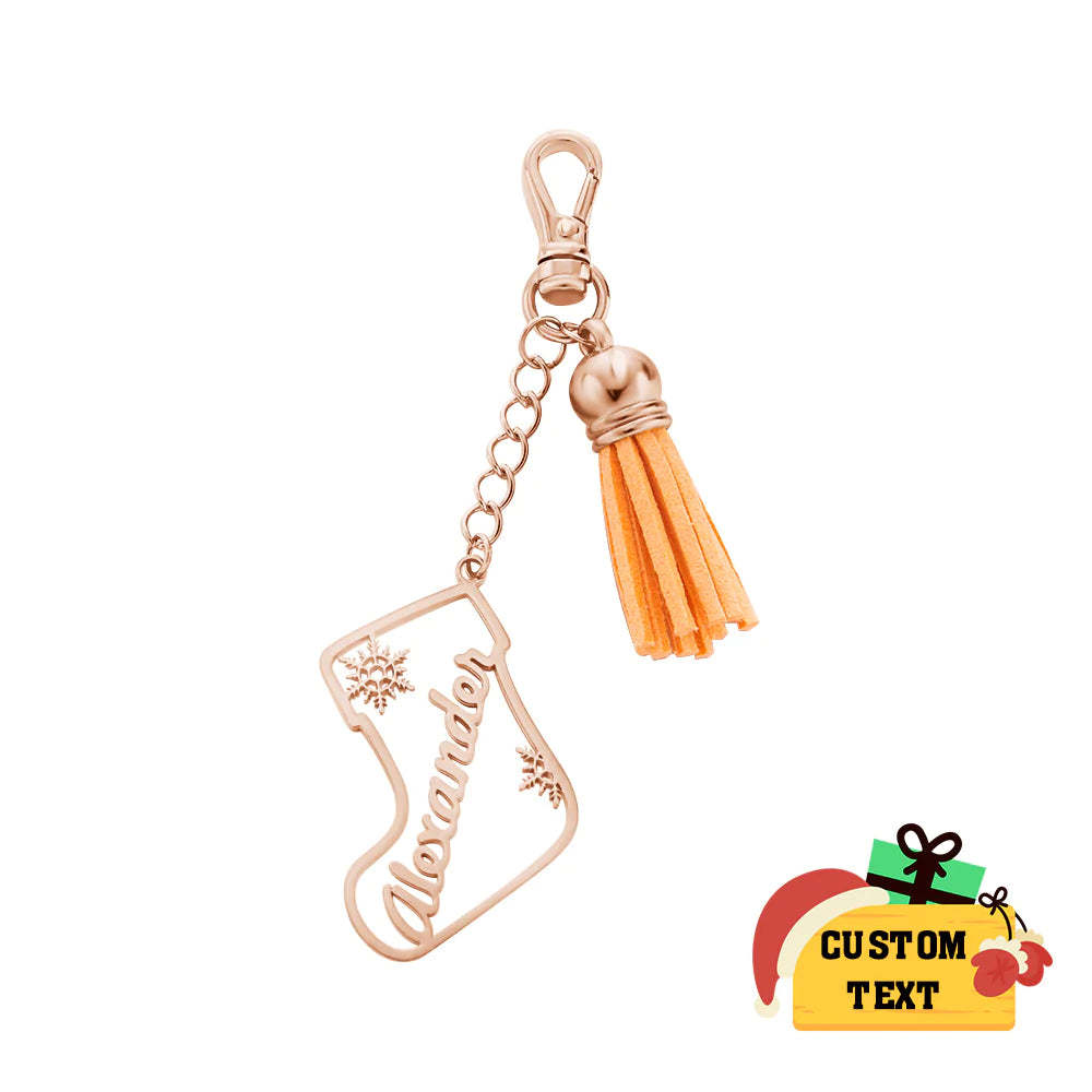 Portachiavi Con Nappa Con Nome Personalizzato Ornamento Calza Personalizzato Regali Per Il Giorno Di Natale - soufeelit