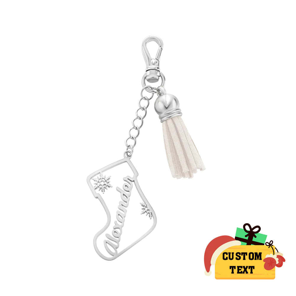 Portachiavi Con Nappa Con Nome Personalizzato Ornamento Calza Personalizzato Regali Per Il Giorno Di Natale - soufeelit