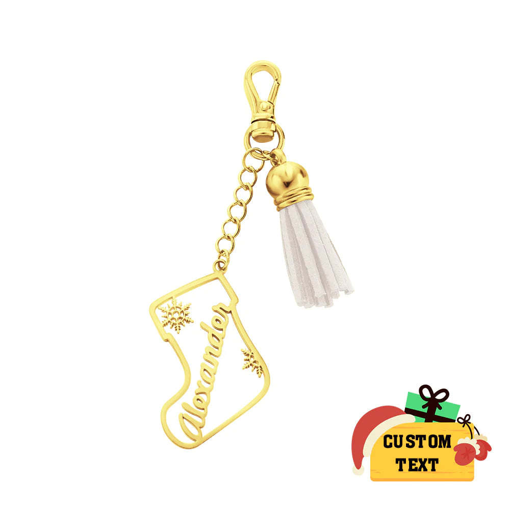 Portachiavi Con Nappa Con Nome Personalizzato Ornamento Calza Personalizzato Regali Per Il Giorno Di Natale - soufeelit