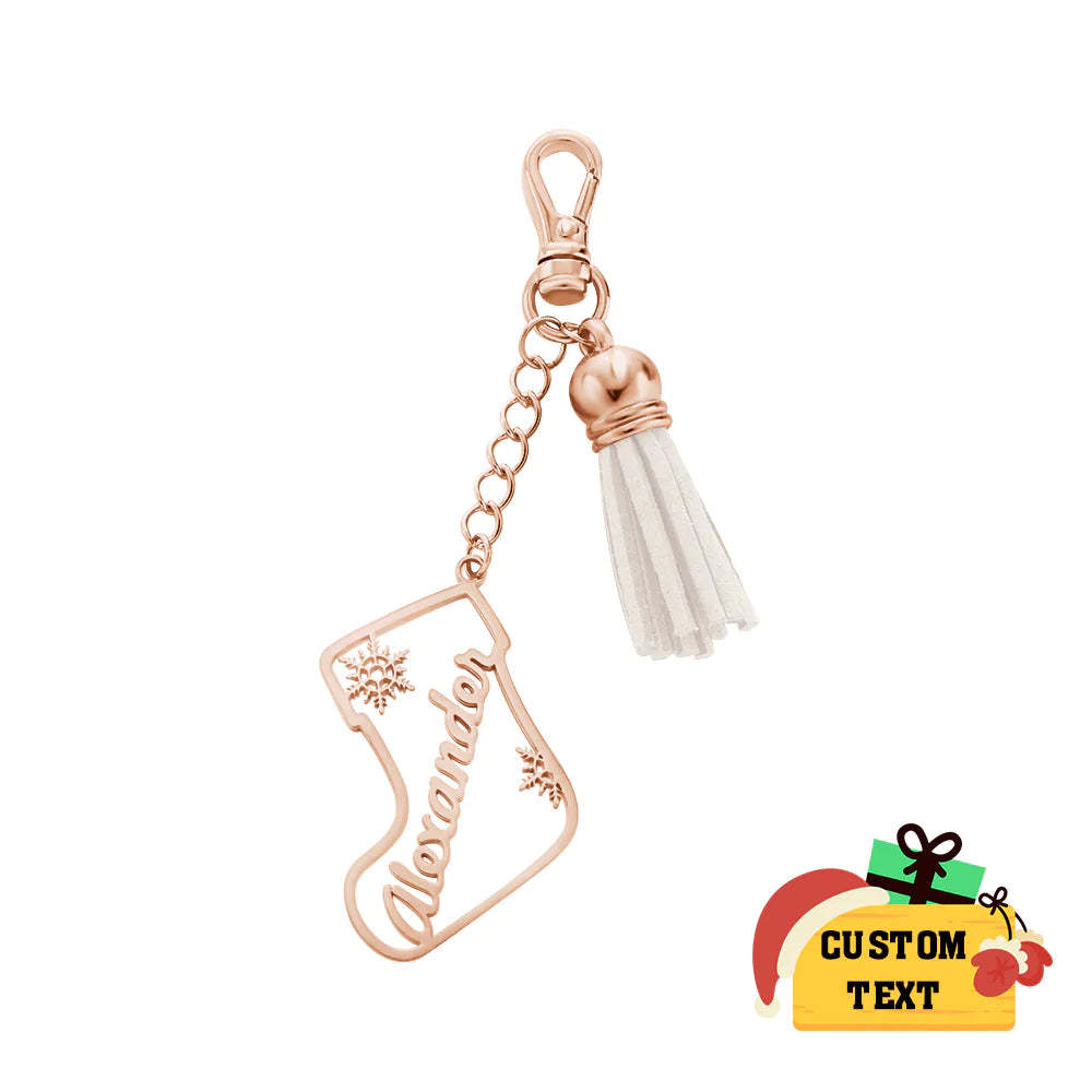 Portachiavi Con Nappa Con Nome Personalizzato Ornamento Calza Personalizzato Regali Per Il Giorno Di Natale - soufeelit