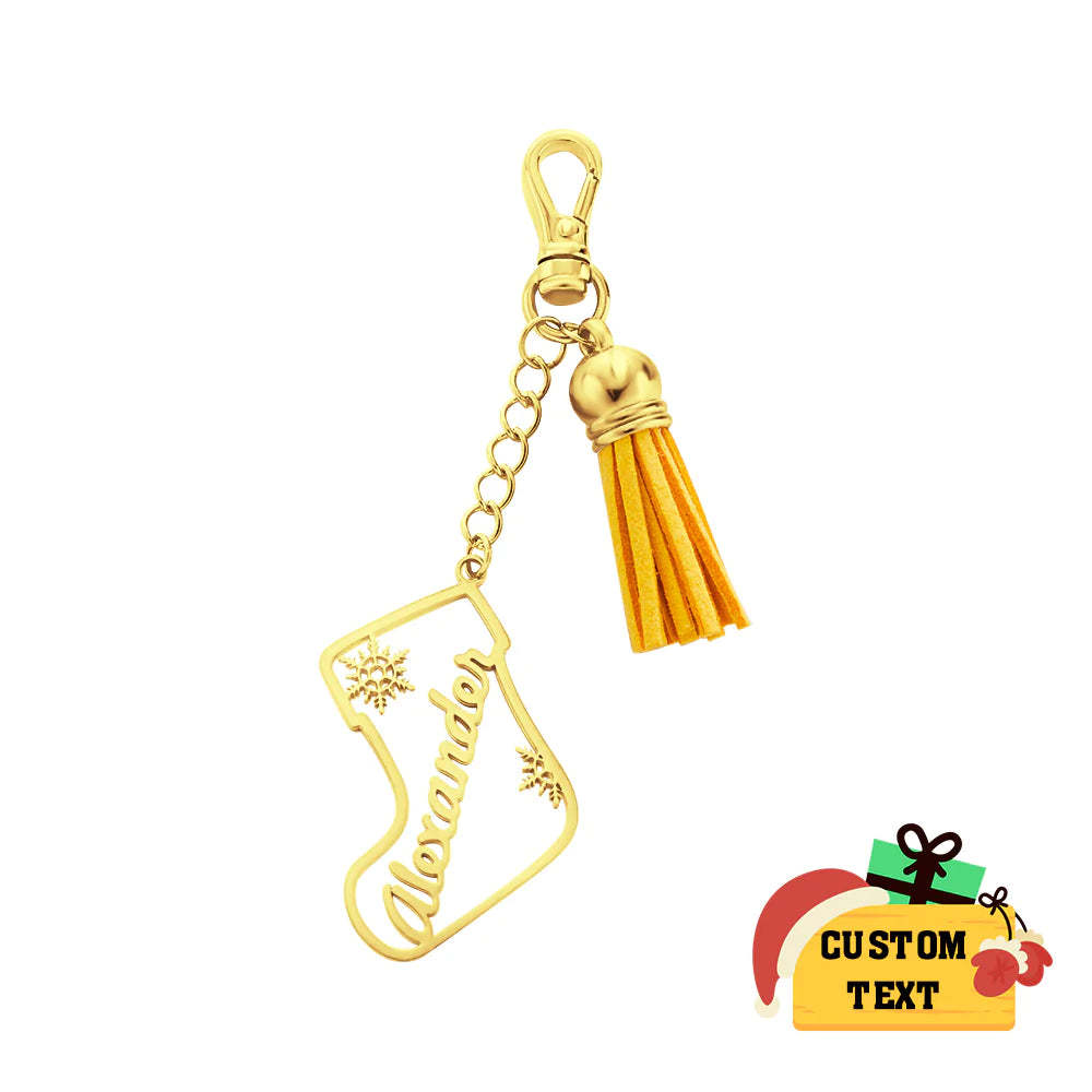 Portachiavi Con Nappa Con Nome Personalizzato Ornamento Calza Personalizzato Regali Per Il Giorno Di Natale - soufeelit