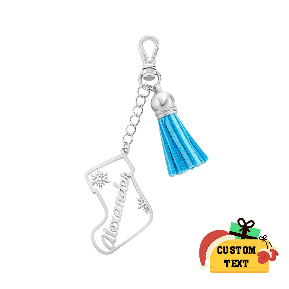 Portachiavi Con Nappa Con Nome Personalizzato Ornamento Calza Personalizzato Regali Per Il Giorno Di Natale - soufeelit