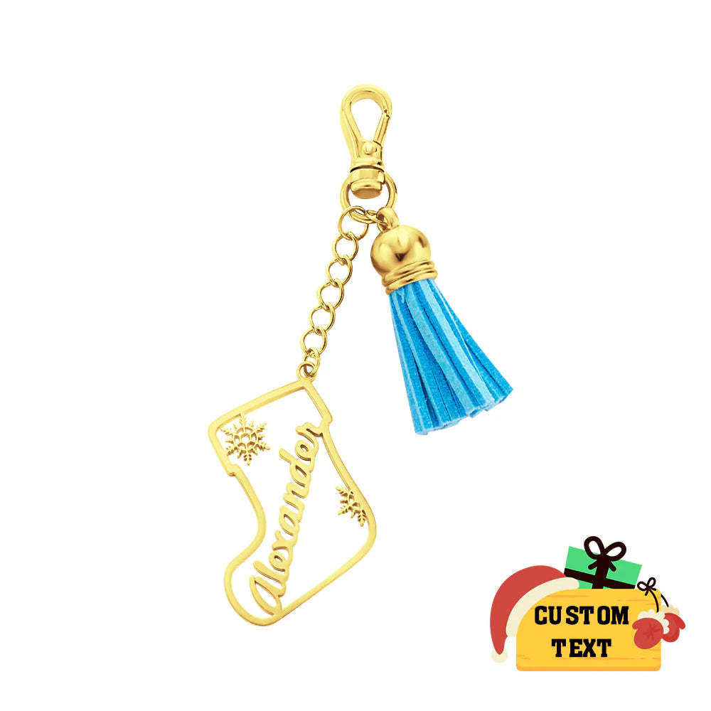 Portachiavi Con Nappa Con Nome Personalizzato Ornamento Calza Personalizzato Regali Per Il Giorno Di Natale - soufeelit