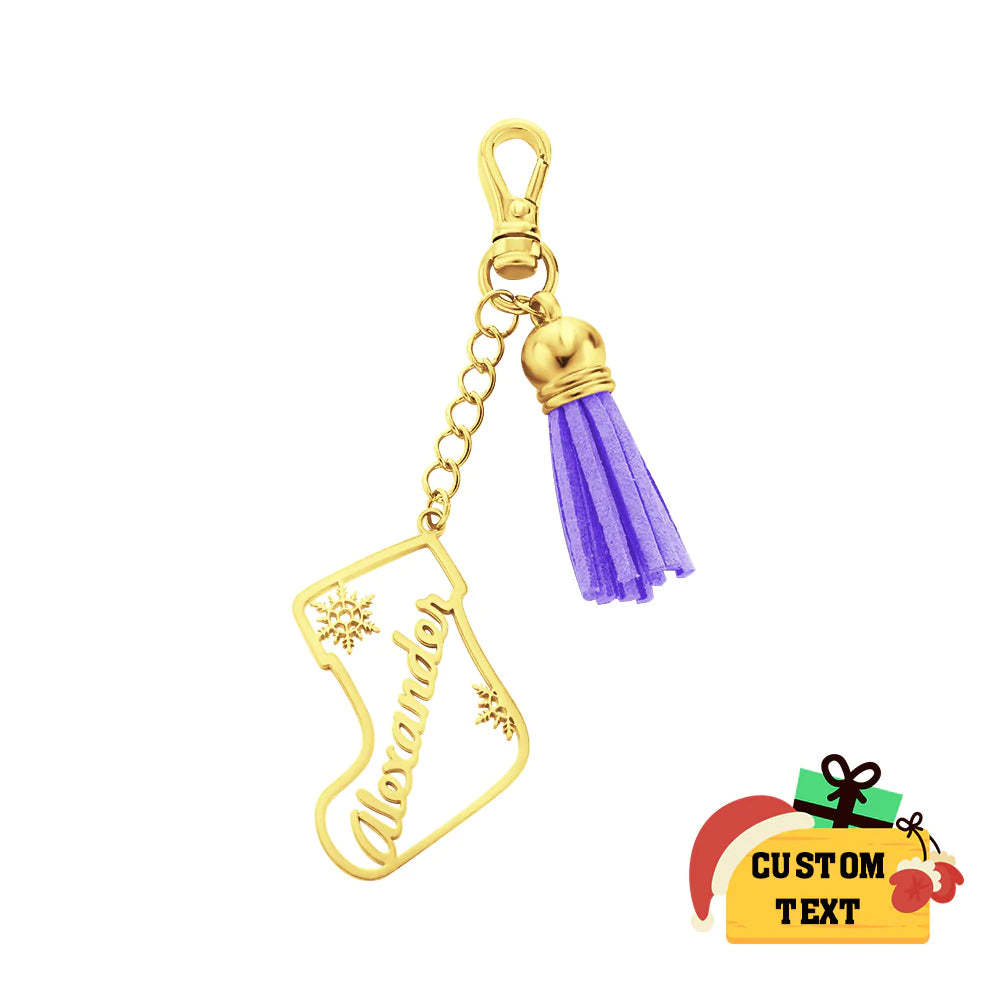 Portachiavi Con Nappa Con Nome Personalizzato Ornamento Calza Personalizzato Regali Per Il Giorno Di Natale - soufeelit