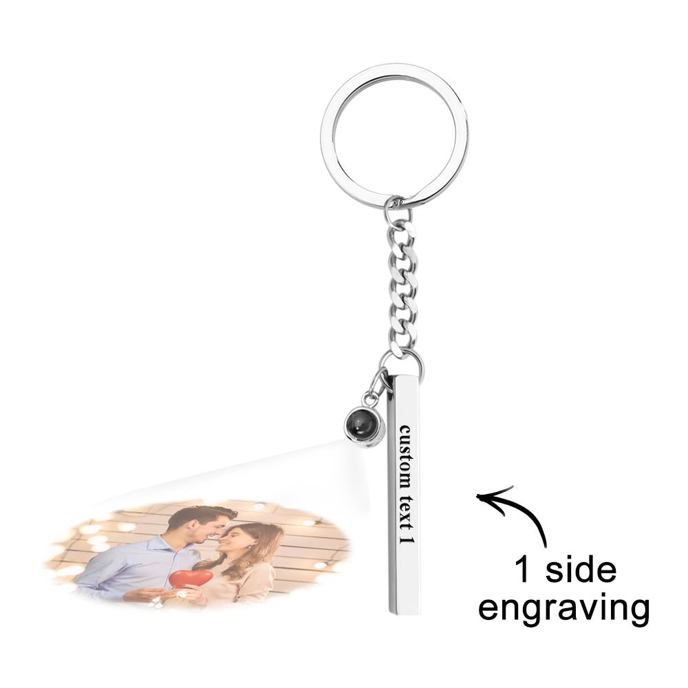 Portachiavi Con Proiezione Di Foto Personalizzate Regali Con Pendente A Cubo Verticale Inciso Per Lui - soufeelit