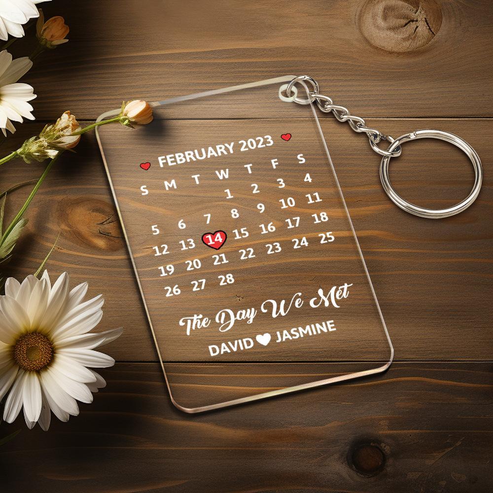 Portachiavi Con Calendario Personalizzato Portachiavi In ​​acrilico Portachiavi Con Data Speciale Regali Per Membri Memorabili - soufeelit