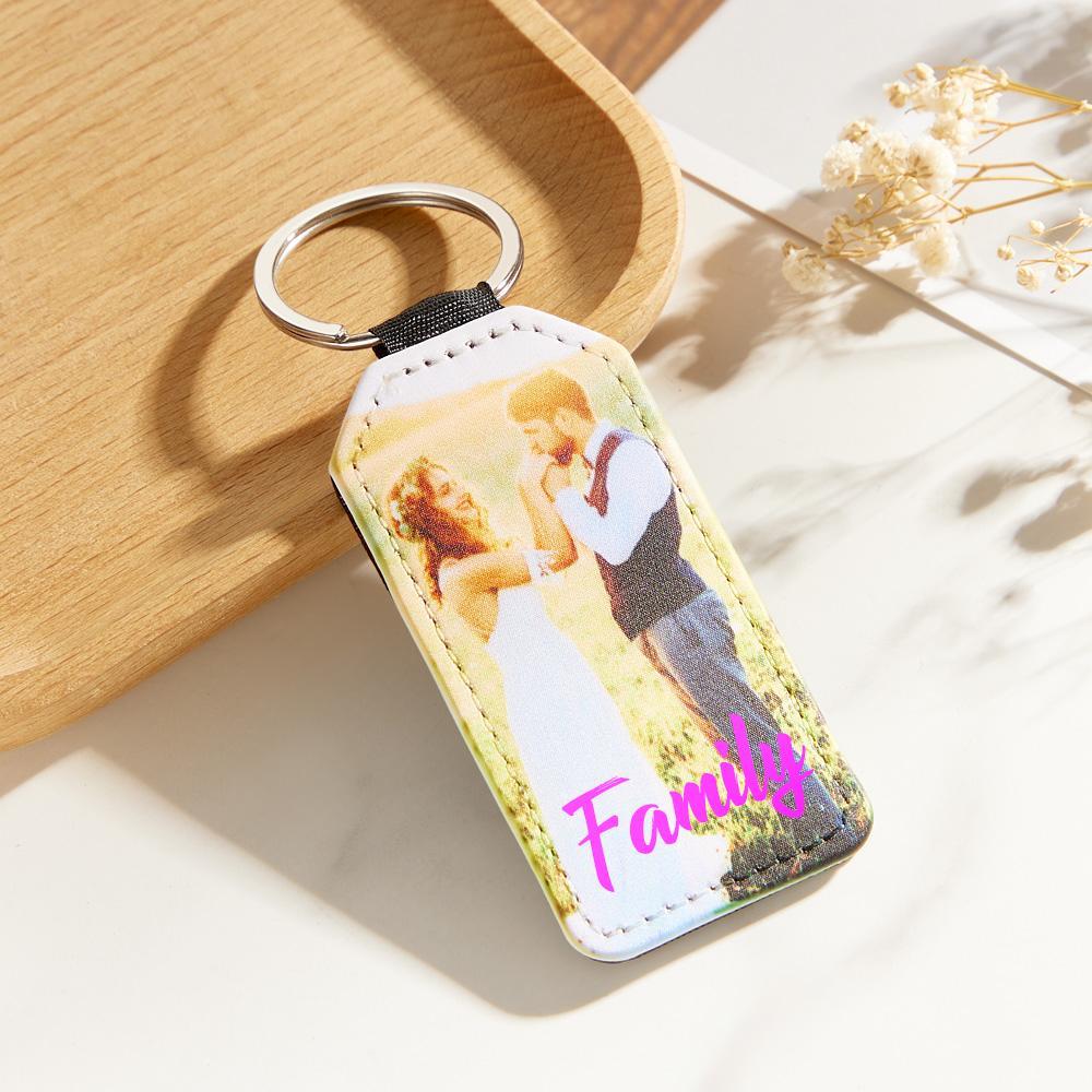 Personalized Photo Keychain PU Vegan Leather Photo Keychain Custom Gifts for Family and Friends - soufeelit