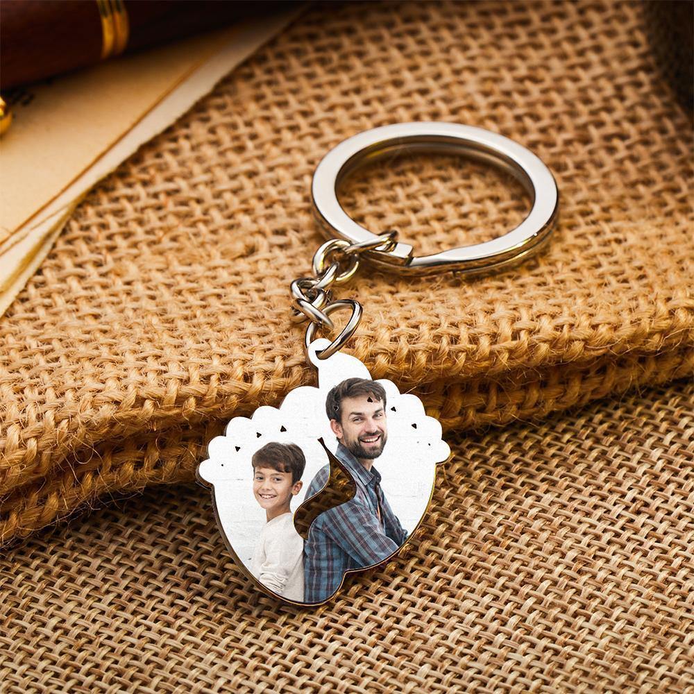 Custom Photo Feet Shape Silver Keychain - soufeelus