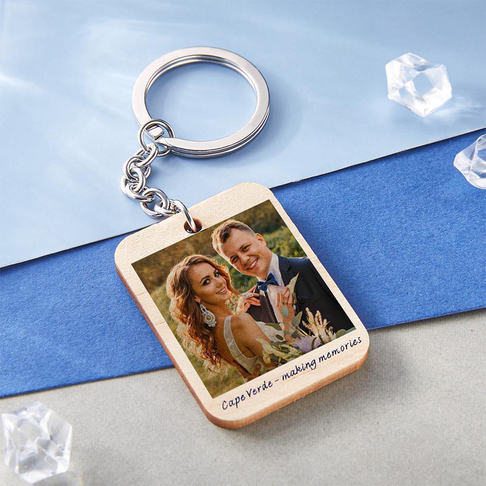 Personalised Wooden Photo Key Ring Father's Day Gifts - soufeelus