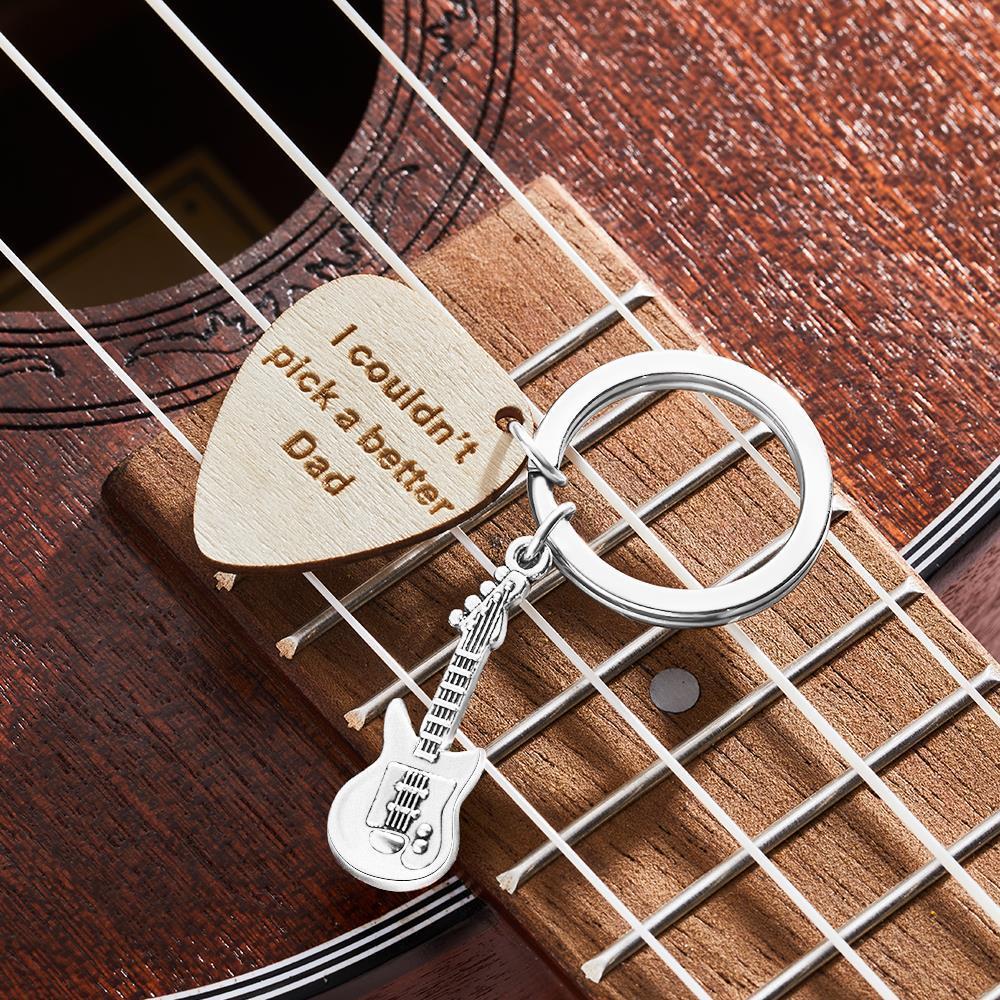 Regalo Portachiavi Con Plettro Per Chitarra Inciso Personalizzato Per Papà