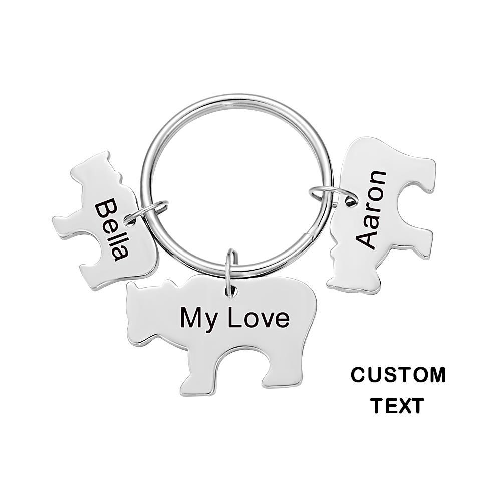 Portachiavi Personalizzato Inciso Bear Family Portachiavi Baby Bear Set