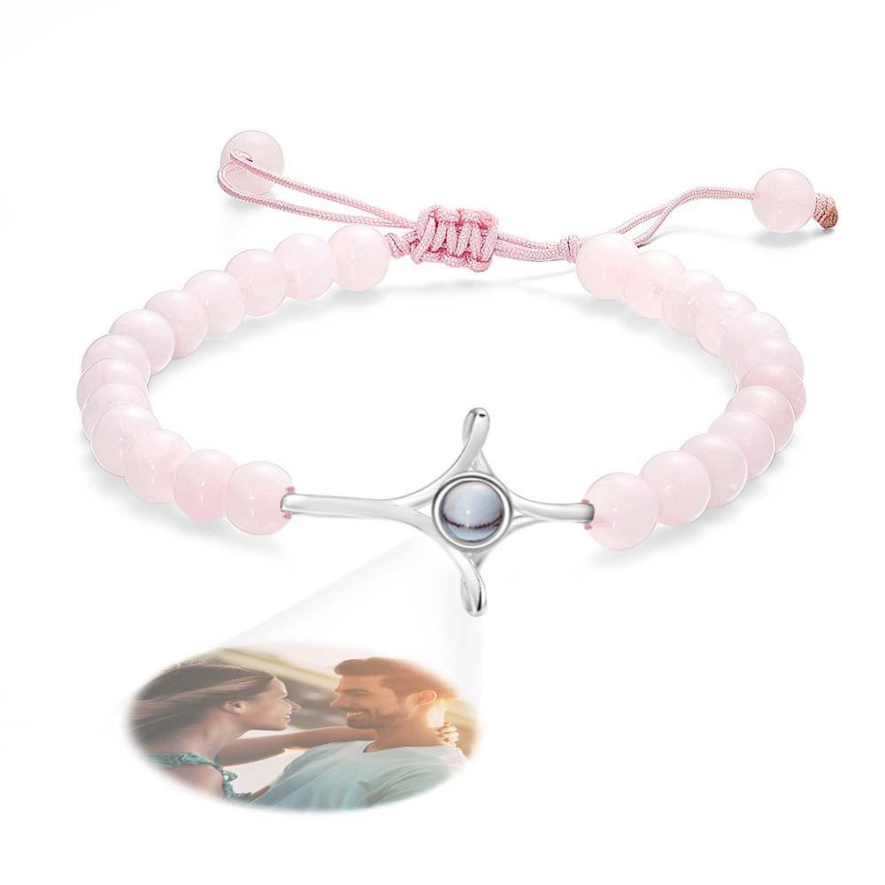 Braccialetto Personalizzato Con Perline Di Proiezione Di Foto Con Croce Regalo Commemorativo Per Lei - soufeelit