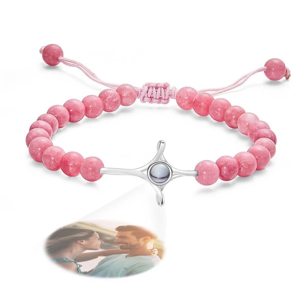 Braccialetto Personalizzato Con Perline Di Proiezione Di Foto Con Croce Regalo Commemorativo Per Lei - soufeelit