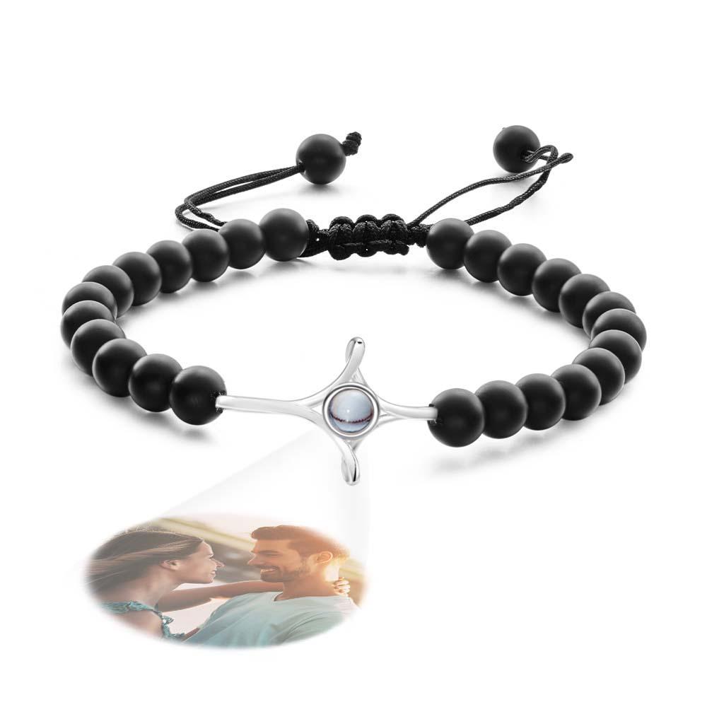 Braccialetto Personalizzato Con Perline Di Proiezione Di Foto Con Croce Regalo Commemorativo Per Lei - soufeelit