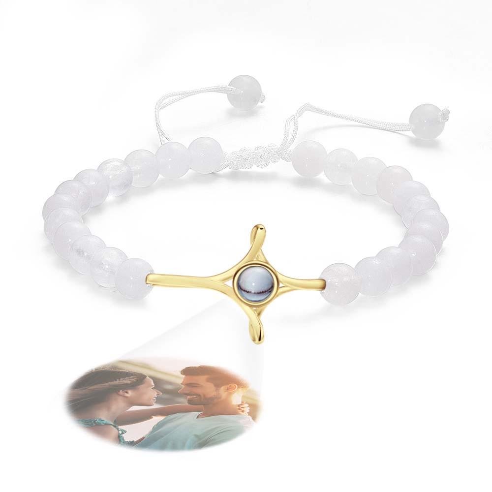 Braccialetto Personalizzato Con Perline Di Proiezione Di Foto Con Croce Regalo Commemorativo Per Lei - soufeelit